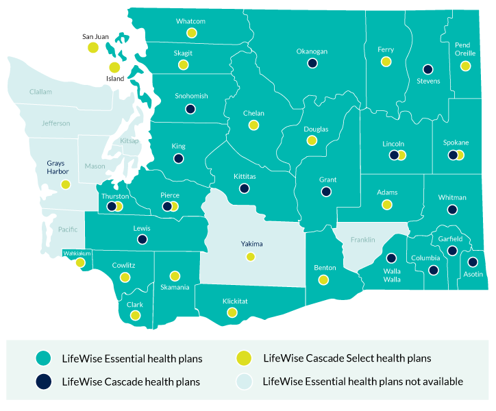 LifeWise Health Plan 2025 county map